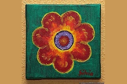 Acrylbild Blume. Malen mit Acrylfarbe.
