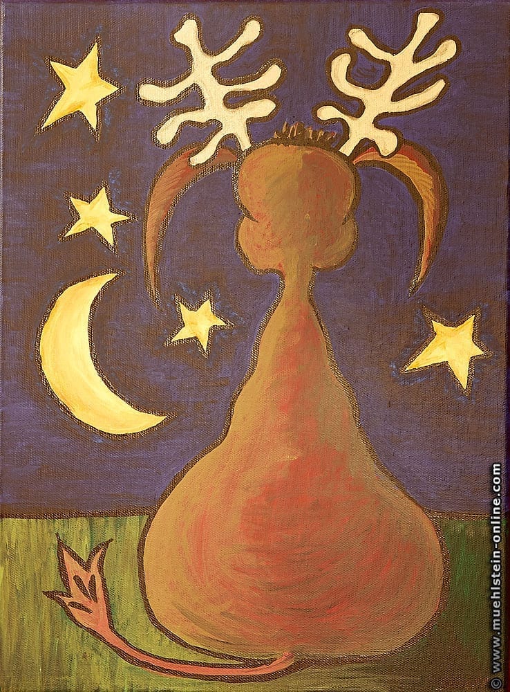 Acrylbild Elch im Mondschein